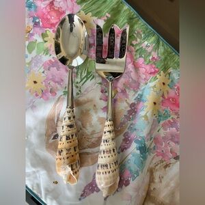 New, Mud Pie Shell Handle Salad Serving Set